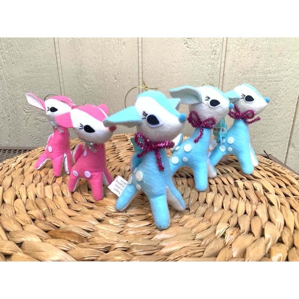 Wondershop Target Retro Plush Reindeer Ornaments Pink Blue